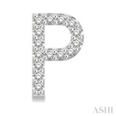 1/10 Ctw Initial 'P' Round Cut Diamond Earrings in 10K White Gold